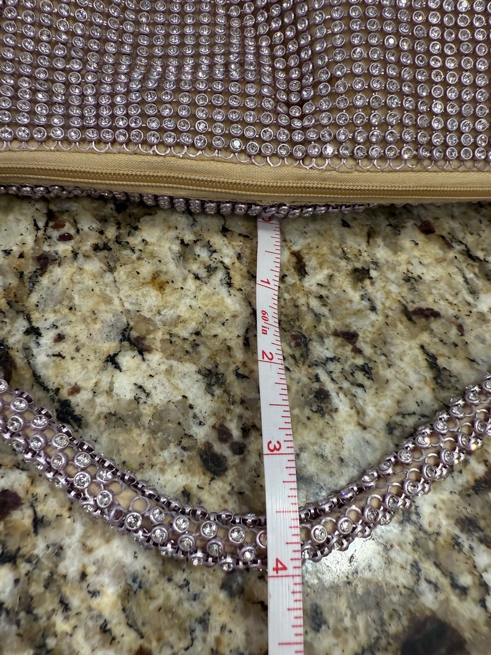 Rhinestone formal mini bag gold cloth interior special occasions - Picture 12 of 14
